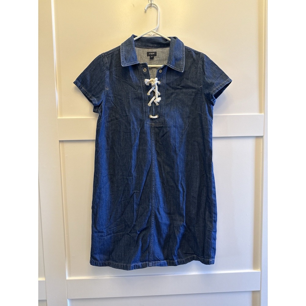 J.Crew Size 8 Rope Lace Up Chambray Denim Cap Sleeve Dress